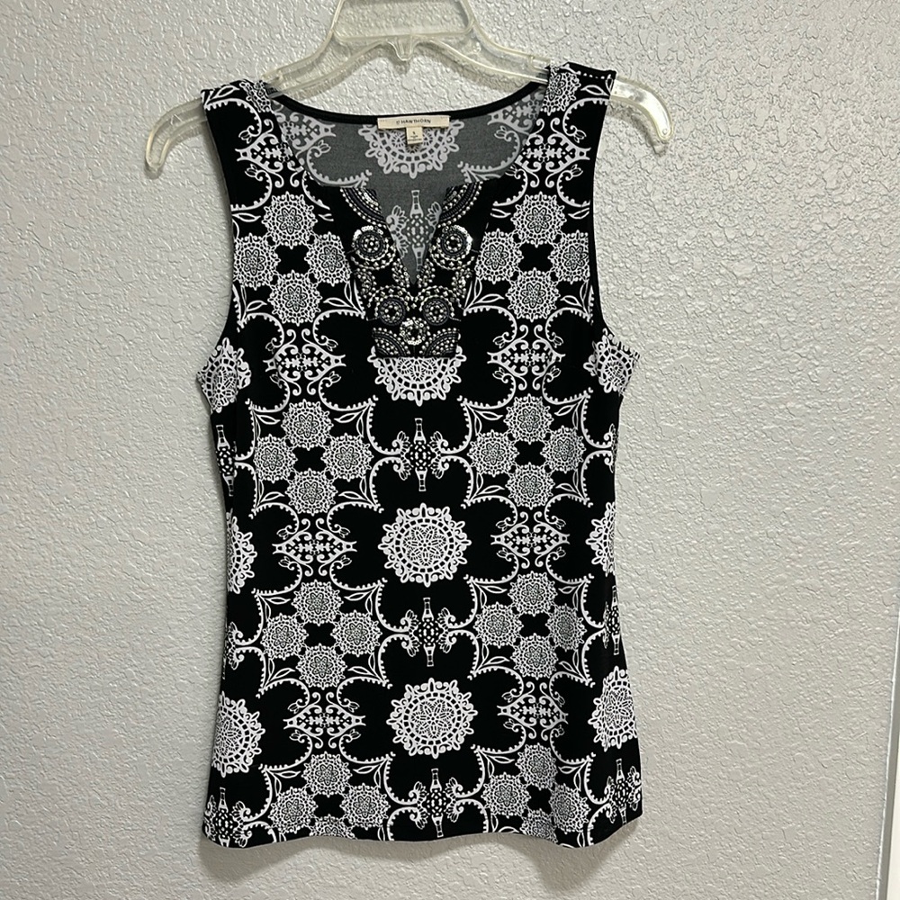 Black & white embellished top